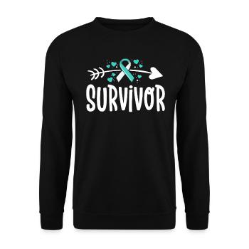 Gebärmutterhalskrebs Überlebende Bewusstsein Mutter Mutter Mutter - Unisex Pullover - Schwarz - Vorne - Alina (178cm) & Michal (187cm)