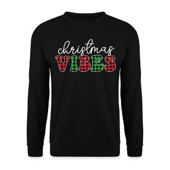 Christmas Vibes Buffalo Plaid Retro Christmas - Unisex Sweatshirt - black - Front - Alina (178cm) & Michal (187cm)