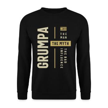 Grumpa Man Myth The Bad Influence - Dad Grandpa - Unisex Sweatshirt - black - Front - Alina (178cm) & Michal (187cm)