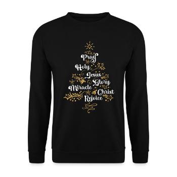 Christian Christmas Tree Family Holiday Church - Unisex Sweatshirt - black - Front - Alina (178cm) & Michal (187cm)