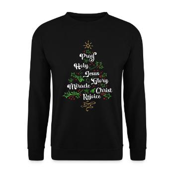 Christian Christmas Tree Family Church Jesus - Unisex Sweatshirt - black - Front - Alina (178cm) & Michal (187cm)