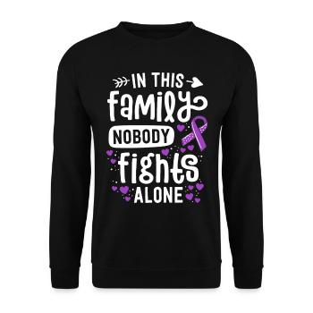 In dieser Familie kämpft niemand alleine Unterstützung - Unisex Pullover - Schwarz - Vorne - Alina (178cm) & Michal (187cm)