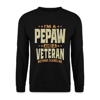 I'm a Pepaw and a Veteran Nothing Scares Me - Unisex Sweatshirt - black - Front - Alina (178cm) & Michal (187cm)