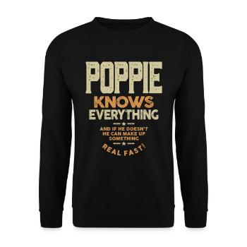 Poppie Knows Everything - Dad Grandpa - Unisex Sweatshirt - black - Front - Alina (178cm) & Michal (187cm)