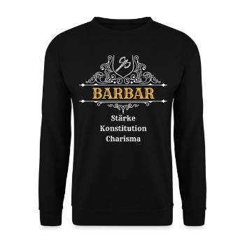 Barbar | Dungeons n Dragons, DSA, RPG - Unisex Pullover - Schwarz - Vorne - Alina (178cm) & Michal (187cm)
