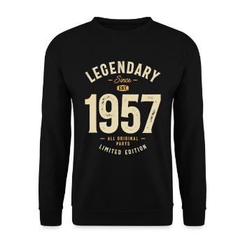Legendary Since 1957 66th Birthday - Unisex Sweatshirt - black - Front - Alina (178cm) & Michal (187cm)