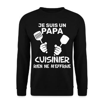 Papa cuisinier Idée Cadeau Papa En Cuisine - Sweat-shirt Unisexe - noir - Devant - Alina (178cm) & Michal (187cm)