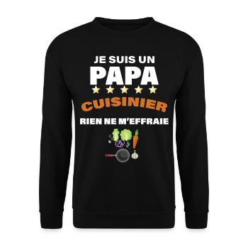 Papa Cuisinier Cadeau Humour - Sweat-shirt Unisexe - noir - Devant - Alina (178cm) & Michal (187cm)
