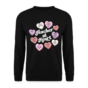 Professeur à l’école de la Saint-Valentin Retro Heart - Sweat-shirt Unisexe - noir - Devant - Alina (178cm) & Michal (187cm)
