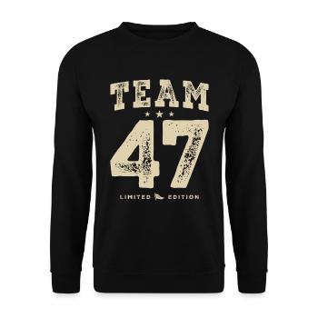Funny 47th Birthday Age 47 Years Old - Unisex Sweatshirt - black - Front - Alina (178cm) & Michal (187cm)