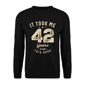 Funny 42nd Birthday Age 42 Years Old - Unisex Sweatshirt - black - Front - Alina (178cm) & Michal (187cm)