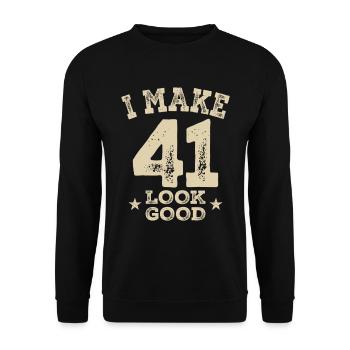 Funny 41st Birthday Age 41 Years Old - Unisex Sweatshirt - black - Front - Alina (178cm) & Michal (187cm)
