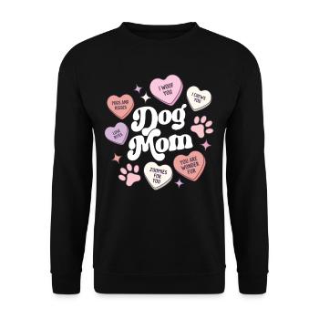 Dog Mom Valentines Day Candy Hearts Galentines - Unisex Sweatshirt - black - Front - Alina (178cm) & Michal (187cm)