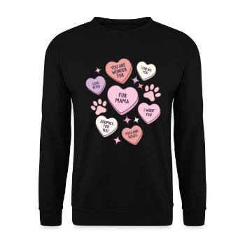 My Dog Is My Valentine Conversation Hearts - Unisex Sweatshirt - black - Front - Alina (178cm) & Michal (187cm)
