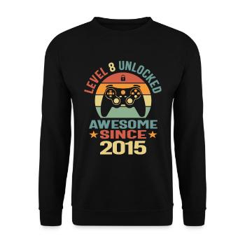 Level 8 Unlocked Awesome 2015 Video Gamer 8th - Unisex Sweatshirt - black - Front - Alina (178cm) & Michal (187cm)