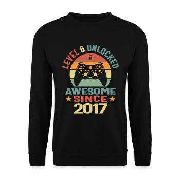 Level 6 Unlocked Awesome 2017 Video Gamer 6th - Unisex Sweatshirt - black - Front - Alina (178cm) & Michal (187cm)