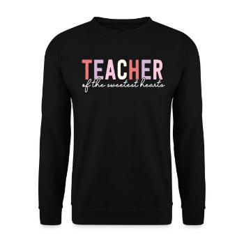 Valentines Day Teacher Of The Sweetest Hearts - Unisex Sweatshirt - black - Front - Alina (178cm) & Michal (187cm)