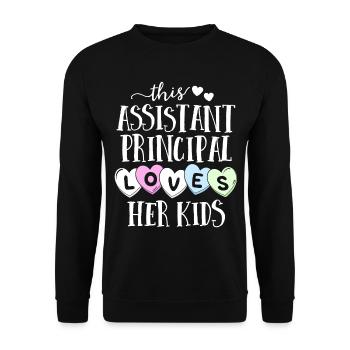 Assistant Principal Loves Her Kids School - Unisex Sweatshirt - black - Front - Alina (178cm) & Michal (187cm)