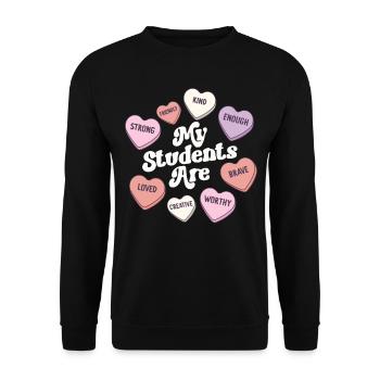 Enseignante Saint-Valentin Affirmations positives - Sweat-shirt Unisexe - noir - Devant - Alina (178cm) & Michal (187cm)