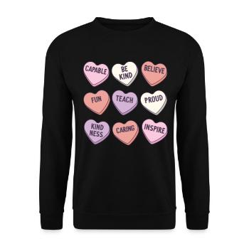 Rétro Professeur Saint-Valentin Dictons positifs - Sweat-shirt Unisexe - noir - Devant - Alina (178cm) & Michal (187cm)