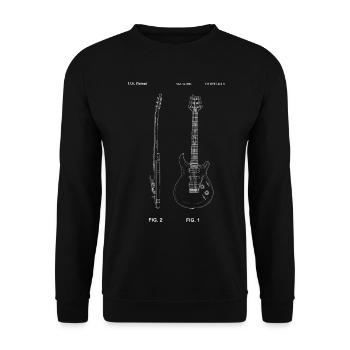 Rock Metal Gitarre E-Gitarre Patent Musik Geschenk - Unisex Pullover - Schwarz - Vorne - Alina (178cm) & Michal (187cm)