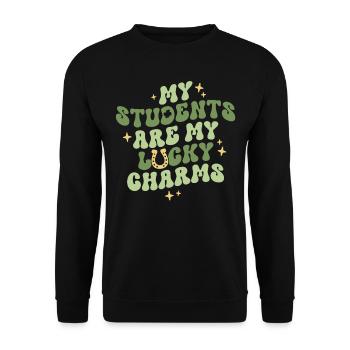 Mes élèves sont mes porte-bonheur Professeur St - Sweat-shirt Unisexe - noir - Devant - Alina (178cm) & Michal (187cm)