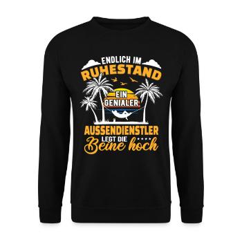 Ruhestand Lustig für Aussendienstler Rentner - Unisex Pullover - Schwarz - Vorne - Alina (178cm) & Michal (187cm)