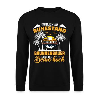 Ruhestand Lustig für Brunnenbauer Rentner Abschied - Unisex Pullover - Schwarz - Vorne - Alina (178cm) & Michal (187cm)