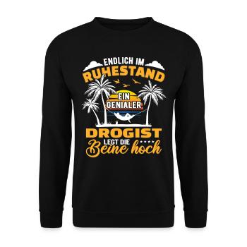 Ruhestand Lustig für Drogist Rentner Abschied - Unisex Pullover - Schwarz - Vorne - Alina (178cm) & Michal (187cm)