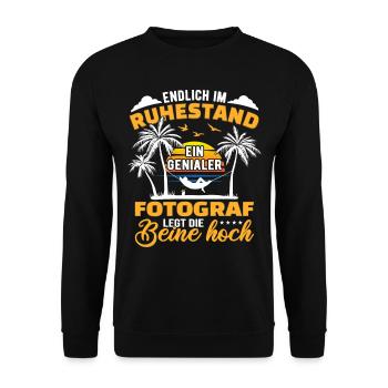 Ruhestand Lustig für Fotograf Rentner Abschied - Unisex Pullover - Schwarz - Vorne - Alina (178cm) & Michal (187cm)