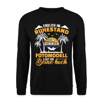 Ruhestand Lustig für Fotomodell Rentner Abschied - Unisex Pullover - Schwarz - Vorne - Alina (178cm) & Michal (187cm)