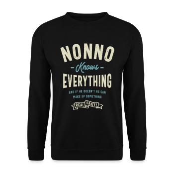 Nonno Knows Everything Grandpa - Unisex Sweatshirt - black - Front - Alina (178cm) & Michal (187cm)