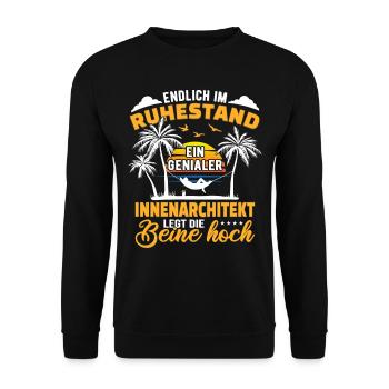 Ruhestand Lustig für Innenarchitekt Rentner - Unisex Pullover - Schwarz - Vorne - Alina (178cm) & Michal (187cm)