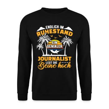 Ruhestand Lustig für Journalist Rentner Abschied - Unisex Pullover - Schwarz - Vorne - Alina (178cm) & Michal (187cm)