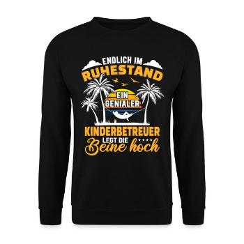Ruhestand Lustig für Kinderbetreuer Rentner - Unisex Pullover - Schwarz - Vorne - Alina (178cm) & Michal (187cm)