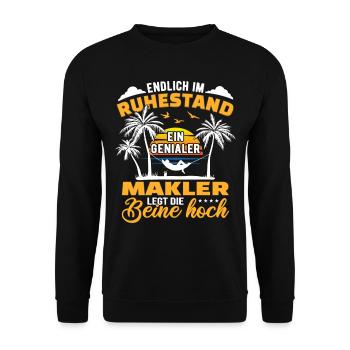 Ruhestand Lustig für Makler Rentner Abschied Rente - Unisex Pullover - Schwarz - Vorne - Alina (178cm) & Michal (187cm)