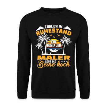 Ruhestand Lustig für Maler Rentner Abschied Rente - Unisex Pullover - Schwarz - Vorne - Alina (178cm) & Michal (187cm)