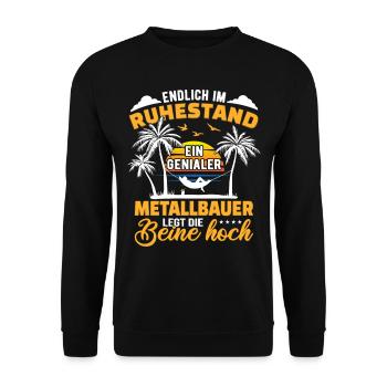 Ruhestand Lustig für Metallbauer Rentner Abschied - Unisex Pullover - Schwarz - Vorne - Alina (178cm) & Michal (187cm)