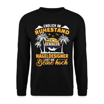 Ruhestand Lustig für Nageldesigner Rentner - Unisex Pullover - Schwarz - Vorne - Alina (178cm) & Michal (187cm)