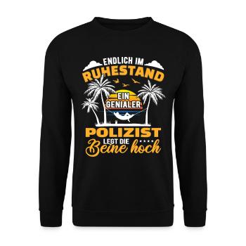 Ruhestand Lustig für Polizist Rentner Abschied - Unisex Pullover - Schwarz - Vorne - Alina (178cm) & Michal (187cm)