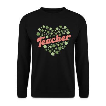 Teacher St Patricks Day Lucky Teacher Shamrocks - Sweat-shirt Unisexe - noir - Devant - Alina (178cm) & Michal (187cm)
