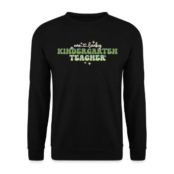 Un enseignant chanceux Rétro Kindergarten Teacher St - Sweat-shirt Unisexe - noir - Devant - Alina (178cm) & Michal (187cm)