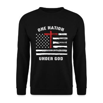 Christian Faith Family Vintage USA Flag - Unisex Sweatshirt - black - Front - Alina (178cm) & Michal (187cm)