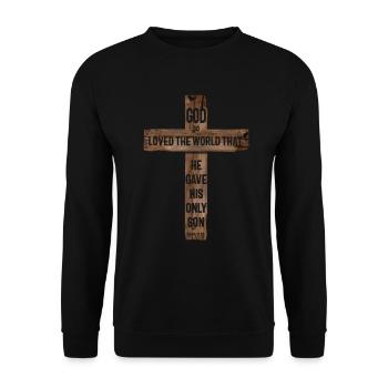 Christian Cross Bible John 3:16 - Unisex Sweatshirt - black - Front - Alina (178cm) & Michal (187cm)