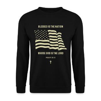 B Is The Nation Whose God Is Lord Christian - Unisex Sweatshirt - black - Front - Alina (178cm) & Michal (187cm)