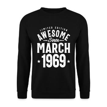 March 1969 Birthday 54 Years Old - Unisex Sweatshirt - black - Front - Alina (178cm) & Michal (187cm)