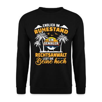 Ruhestand Lustig für Rechtsanwalt Rentner Abschied - Unisex Pullover - Schwarz - Vorne - Alina (178cm) & Michal (187cm)