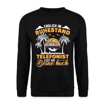 Ruhestand Lustig für Telefonist Rentner Abschied - Unisex Pullover - Schwarz - Vorne - Alina (178cm) & Michal (187cm)