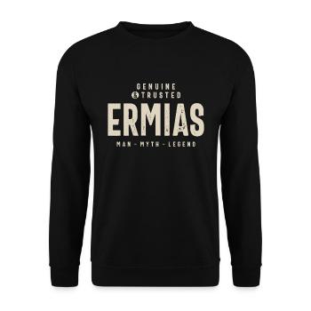 Ermias Personalized Name - Unisex Sweatshirt - black - Front - Alina (178cm) & Michal (187cm)