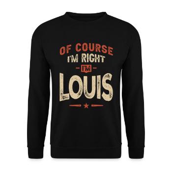 Louis Name Funny Personalized Birthday Louis - Unisex Sweatshirt - black - Front - Alina (178cm) & Michal (187cm)